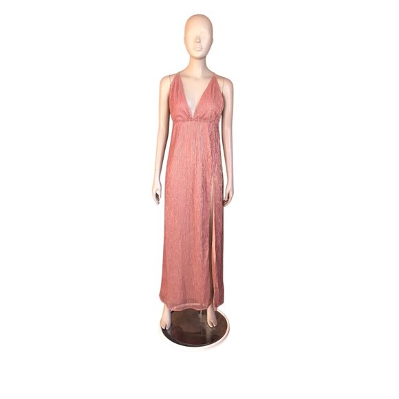 NWT Superdown Pink and Gold Shimmer Maxi Dress - Picture 1 of 7